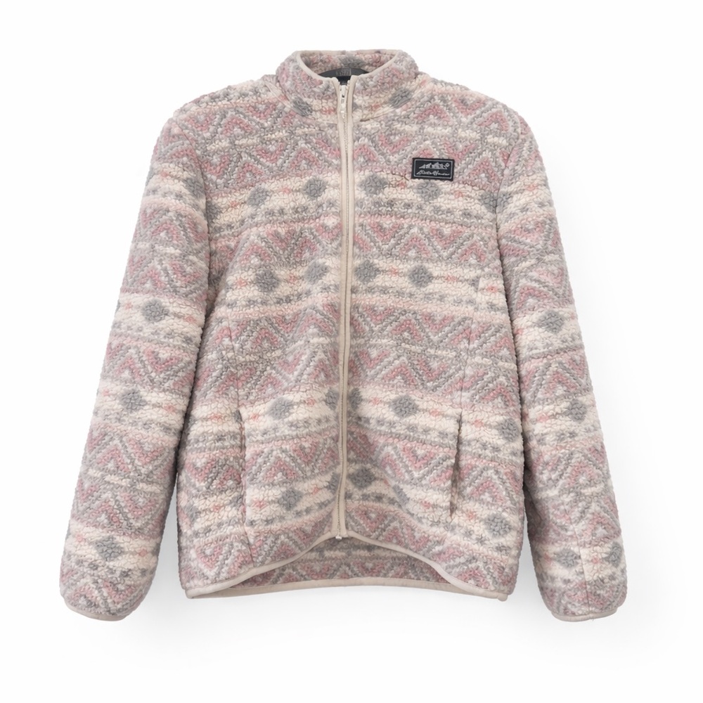 Eddie Bauer Girls' Youth Aztec Nordic Fuzzy Sherpa Fleece Full-Zip Hooded Jacket